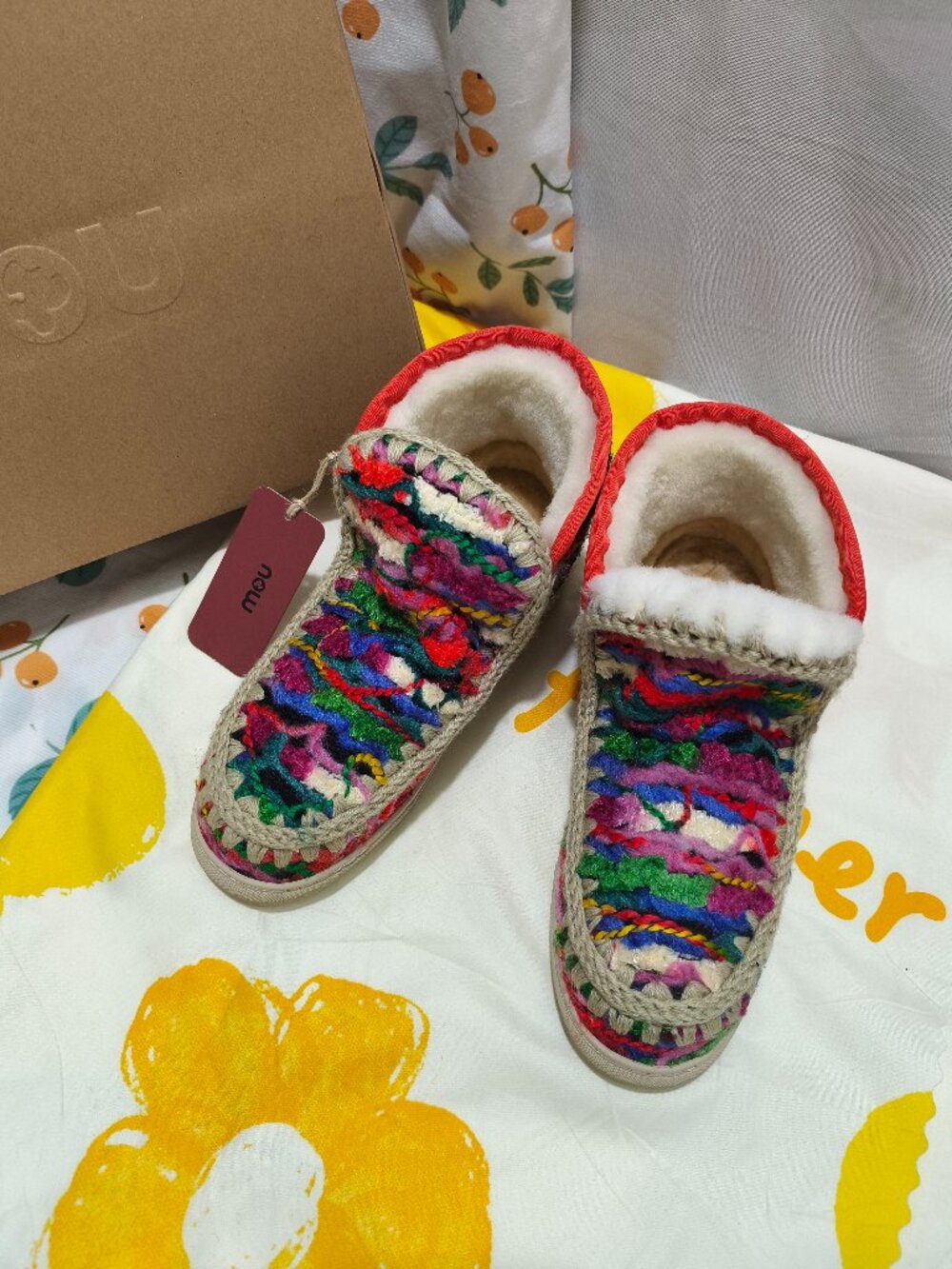 Mou Mou Multicolor Knit Short Winter Boots